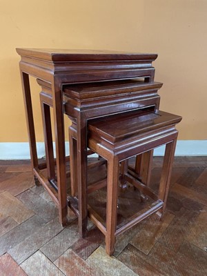 Lot 1205 - Nest of Chinese hardwood occasional tables