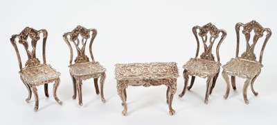 Lot 276 - Set of Edwardian silver miniature furniture