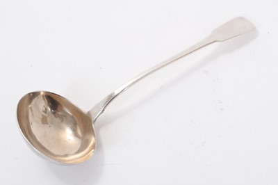 Lot 282 - George III silver Fiddle pattern soup ladle (London 1814) Maker's mark rubbed.