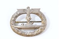 Lot 603 - Nazi U-boat War badge, with narrow pin fitting...