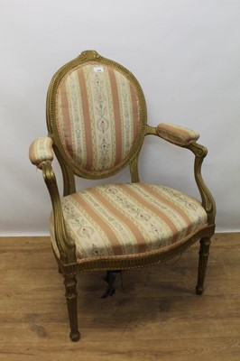 Lot 1384 - 18th Century-style  English giltwood armchair in the manner of Robert Adam