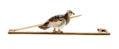 Lot 506 - Edwardian gold and enamel novelty bird brooch set with a baroque pearl