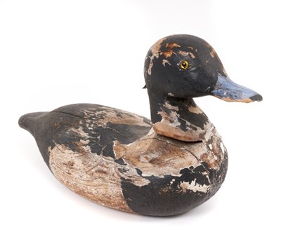 Lot 1199 - Antique hand-made decoy duck with original hand-painting and metal tuft