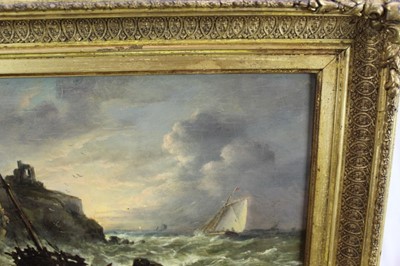 Lot 916 - John Moore of Ipswich (1820-1902) oil on panel - Off the Northumbrian Coast, apparently unsigned, 19.5cm x 30.5cm, in gilt frame