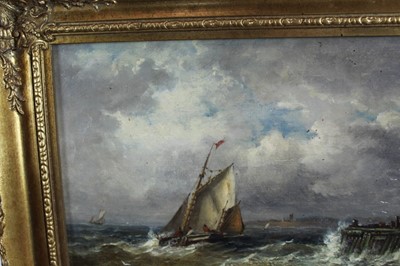 Lot 917 - John Moore of Ipswich (1820-1902) oil on canvas - Off the Suffolk Coast, signed, 25.5cm x 35.5cm, in gilt frame
