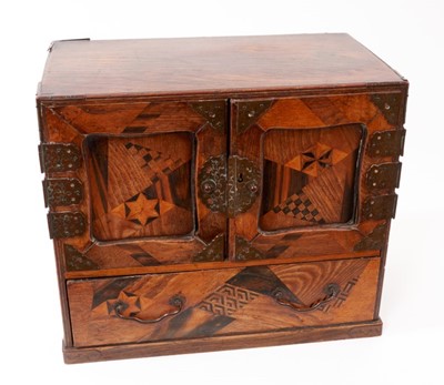 Lot 812 - Early 20th century Japanese parquetry inlaid table cabinet