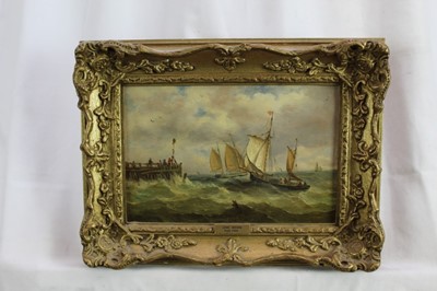 Lot 919 - John Moore of Ipswich (1820-1902) oil on board - Off the Coast, signed, 18cm x 25cm, in gilt frame