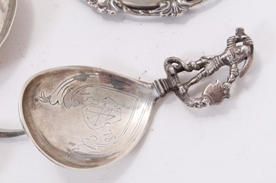 Lot 320 - Victorian silver buckle , silver inkwell, heart-shaped pill box and other silver and plated items