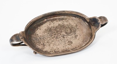 Lot 303 - Georg Jensen Danish silver twin handled pin dish of oval form, marks to base, H N Denmark, Sterling 433 and Georg Jensen marks, 13cm in diameter.