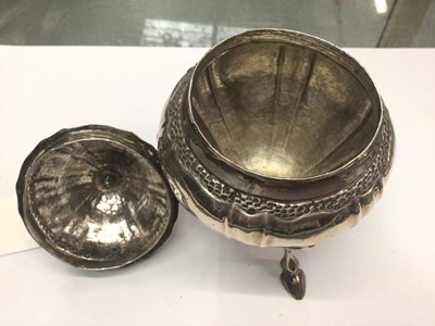 Lot 323 - Late 19th/early 20th century Hanau silver by Karl Kurz, Kesselstadt silver sledge table ornament with repoussé figure decoration 14.5cm and silver pot