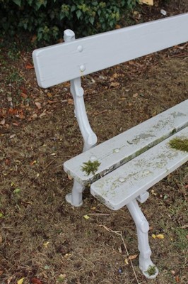 Lot 1337 - Victorian grey painted cast iron bench with naturalistic gnarled supports and wooden slats, 180cm wide