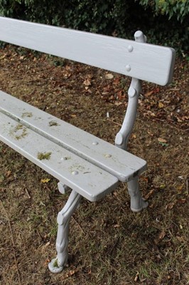 Lot 1337 - Victorian grey painted cast iron bench with naturalistic gnarled supports and wooden slats, 180cm wide