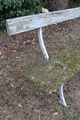 Lot 1278 - Victorian grey painted cast iron bench, with gothic tracery supports, 149cm long