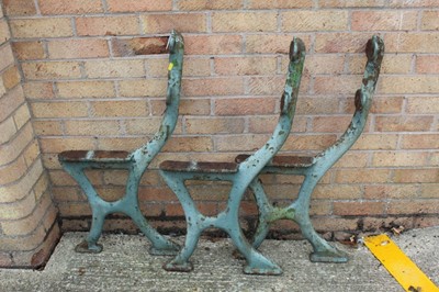 Lot 1341 - Set of three cast iron bench supports