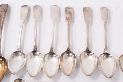 Lot 310 - Collection of Georgian and later silver flatware to include various teaspoons, table spoon and other flatware, (various dates and makers) all at 21ozs