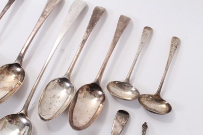 Lot 311 - George III Old English pattern basting spoon (London 1810), together with other Georgian and later silver flatware (various dates and makers), all at 15ozs