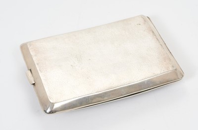 Lot 339 - Late 19th/early 20th century Chinese white metal cigarette case with raised Dragon decoration and engraved cartouche, silver interior with Chinese character, apparently unmarked.  All at approximat...