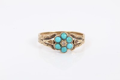 Lot 541 - Late Regency/early Victorian turquoise and diamond forget-me-not ring