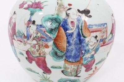 Lot 149 - A 19th century Chinese famille rose porcelain jar and cover, of globular form, decorated with a figural scene, 22.5cm high