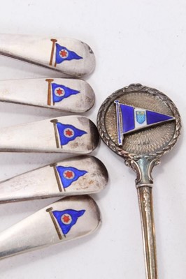 Lot 352 - Yachting interest - five George V silver Old English pattern teaspoons