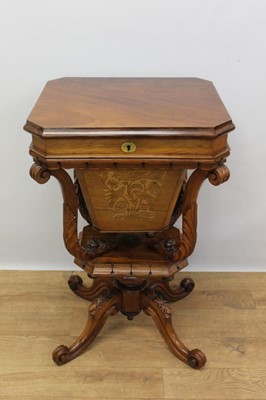 Lot 1366 - Victorian mahogany and inlaid rosewood needlework table