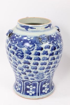 Lot 151 - Three 19th century Chinese blue and white vases, the largest measuring 43cm high