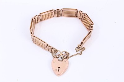 Lot 529 - Edwardian 9ct rose gold gate bracelet with padlock clasp