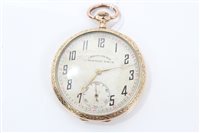 Lot 574 - 1920s Swiss gold (12k) Chronometre Corgemont...