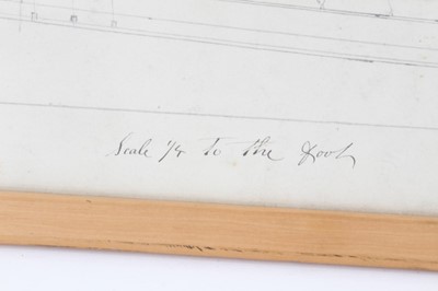 Lot 866 - 'Pride of Essex': an original sail and spar sketch plan for a 'Well smack, built 1877' East Dockyard, Colchester, Harwich Harbour No. HH308, glazed frame, 59 x 81cm