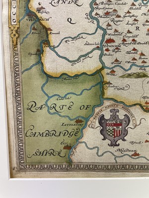 Lot 864 - Saxton Christopher: Very rare 1574 hand-coloured engraved map of Norfolk, the first map ever produced of Norfolk and believed to be the first in Saxton's series of county maps - 'Norfolciae comitat...
