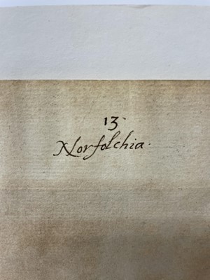 Lot 864 - Saxton Christopher: Very rare 1574 hand-coloured engraved map of Norfolk, the first map ever produced of Norfolk and believed to be the first in Saxton's series of county maps - 'Norfolciae comitat...