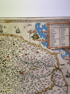 Lot 864 - Saxton Christopher: Very rare 1574 hand-coloured engraved map of Norfolk, the first map ever produced of Norfolk and believed to be the first in Saxton's series of county maps - 'Norfolciae comitat...