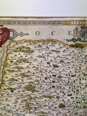 Lot 864 - Saxton Christopher: Very rare 1574 hand-coloured engraved map of Norfolk, the first map ever produced of Norfolk and believed to be the first in Saxton's series of county maps - 'Norfolciae comitat...