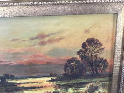 Lot 147 - Late 19th century oil on canvas study of a sunset in gilt frame