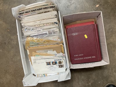 Lot 172 - Two boxes of First Day Covers and stamps in albums