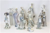 Lot 2112 - Collection of eleven Lladro and Nao porcelain...