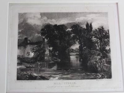 Lot 1061 - David Lucas after John Constable, mezzotint - Mill Stream, London published by Mrs Constable, 35 Charlotte Street, Fitzroy Square 1831, sheet 30cm x 43cm, plate 17cm x 21.5cm