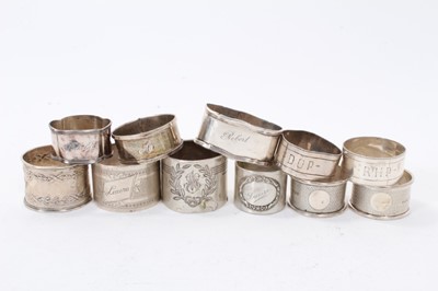 Lot 358 - Collection of eleven silver napkin rings (various dates and makers), all at 8ozs (11)