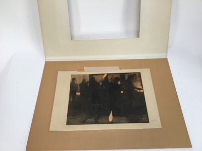 Lot 64 - Edward Louis Laurenson etching - glass blowers, 30cm x 23cm within mount