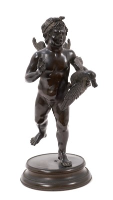 Lot 849 - 19th century Grand Tour bronze figure, After the Antique of Cupid carrying a goose