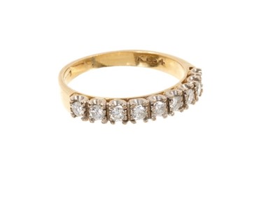 Lot 534 - Diamond half hoop eternity ring in 18ct yellow gold setting