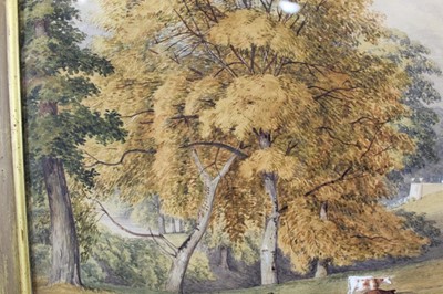 Lot 934 - English School, 19th century, watercolour - Gosfield Place, home of the Sparrow Family, 33cm x 48cm, in glazed gilt frame (see lots 932-933 for related works)