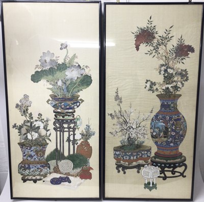 Lot 859 - Fine pair of early 20th century Chinese paintings on silk