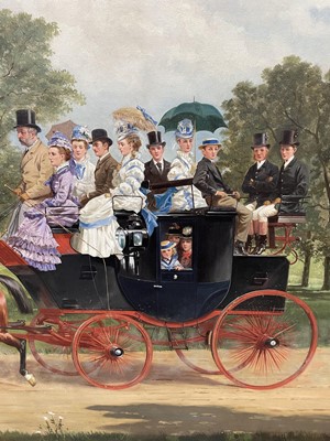 Lot 932 - Alfred Frank de Parades (1825-1895) oil on canvas - Basil Sparrow of Gosfield Place driving his wife and family to Church, signed and dated 1874, 82cm x 137cm, in gilt frame