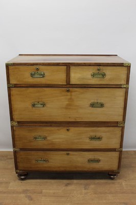 Lot 1377 - 19th century mahogany and brass bound campaign chest