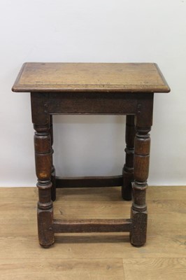 Lot 1394 - 17th century style oak joint stool