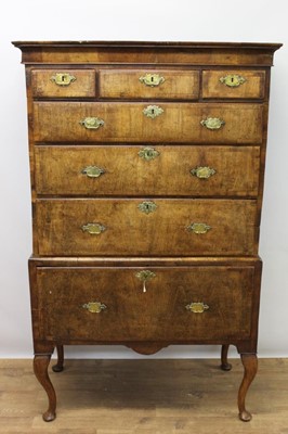 Lot 1385 - Early 18th century walnut chest on stand