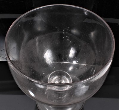 Lot 198 - Large late Georgian glass goblet, possibly a goldfish bowl, on a knopped stem above a ciruclar foot, snapped pontil mark, measuring 24cm high and 19cm diameter
