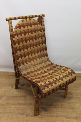 Lot 1401 - Unusual Edwardian Cane and rattan conservatory / garden chair