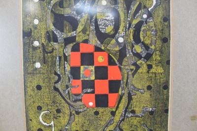 Lot 1116 - Tadashi Nakayama (1927-2014) signed limited edition woodcut in colours, 77/80, dated 1963, 45cm x 25cm, in glazed gilt frame